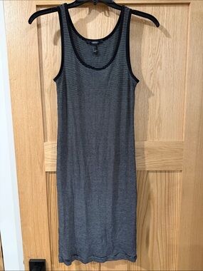Forever 21 Ribbed Black & White Striped Midi Tank Dress
